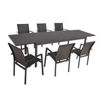 GARTEN-SITZGRUPPE Edgar 7-teilig Gartenmöbel-Set - Dunkelgrau, Kunststoff - DELUKE