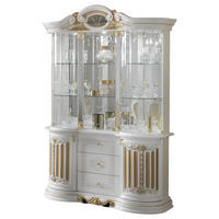 VITRINE BELLA in Weiß/Gold 5-Türig - Weiß Hochglanz/Goldfarben, Holzwerkstoff/Metall (139/213/50cm) - Interdesign24