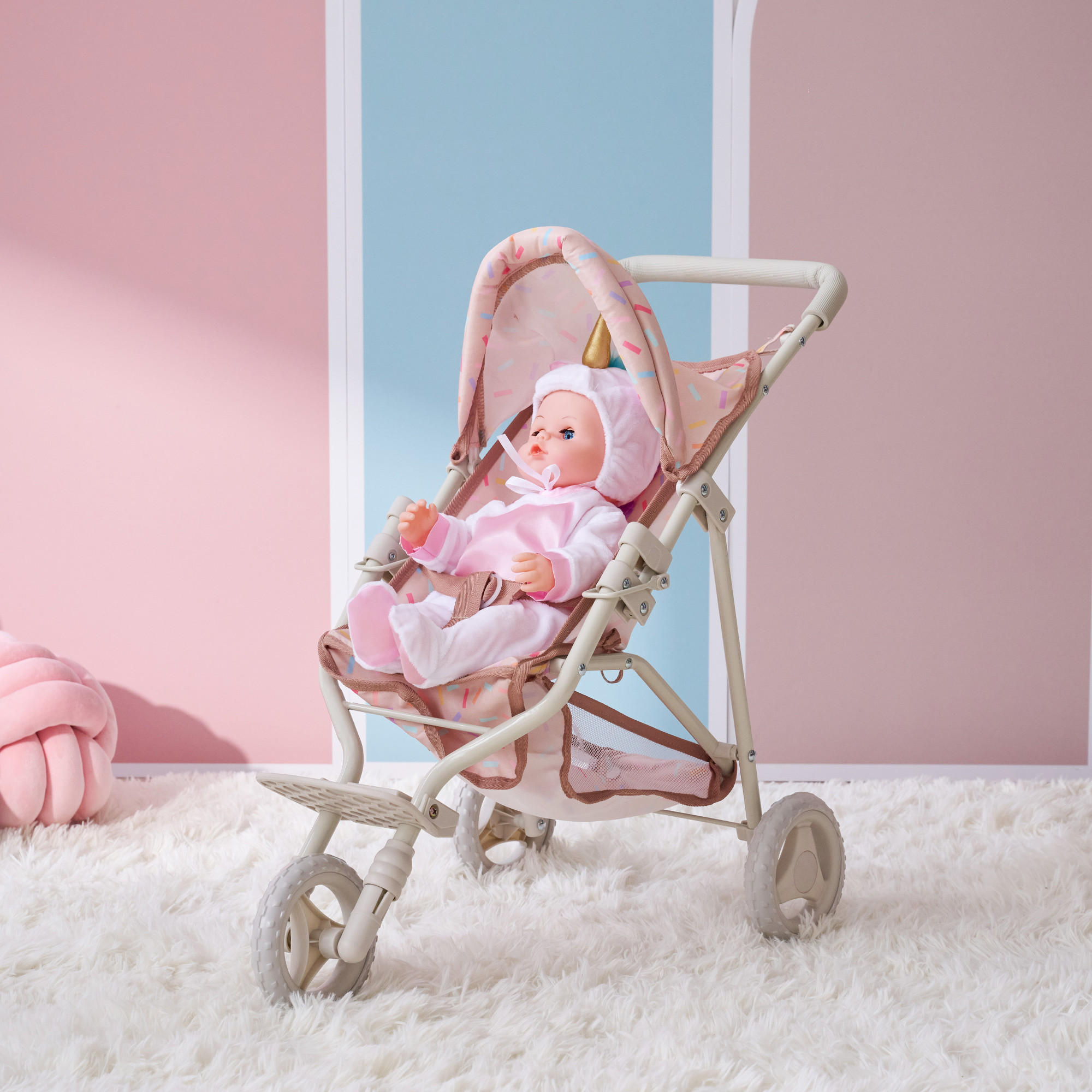 PUPPENWAGEN Jogging, Beige, 54cm - Beige, Holzwerkstoff (33/54/61cm) - Teamson Kids