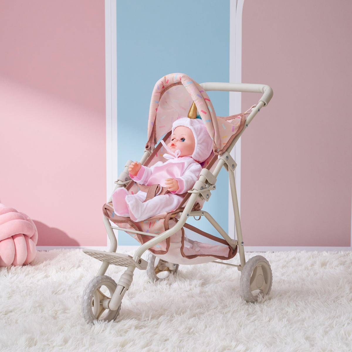 PUPPENWAGEN Jogging, Beige, 54cm - Beige, Holzwerkstoff (33/54/61cm) - Teamson Kids
