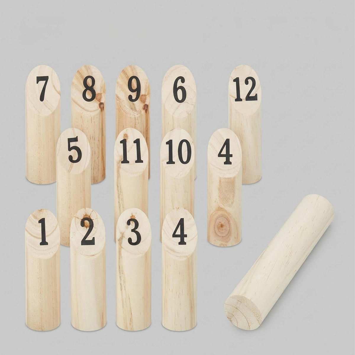 IGRA Prirodna Kubb od borovine 13-dijelna s torbom - svijetlo smeđa, drvo/tekstil (5/5cm) - Relaxdays