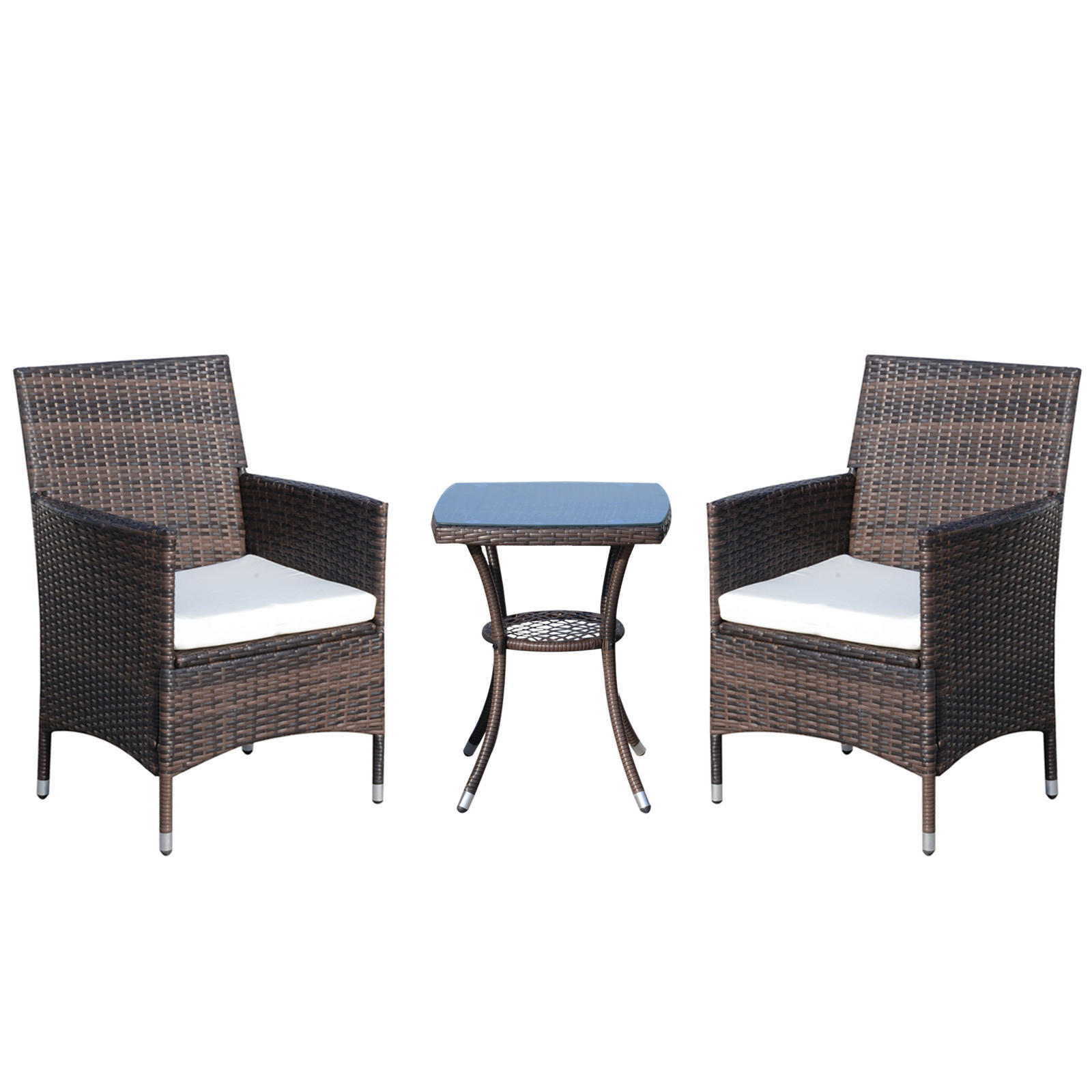 GARTENMÖBEL Set, Metall, PE-Rattan Braun - Braun, Metall - Outsunny