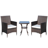 GARTENMÖBEL Set, Metall, PE-Rattan Braun - Braun, Metall - Outsunny