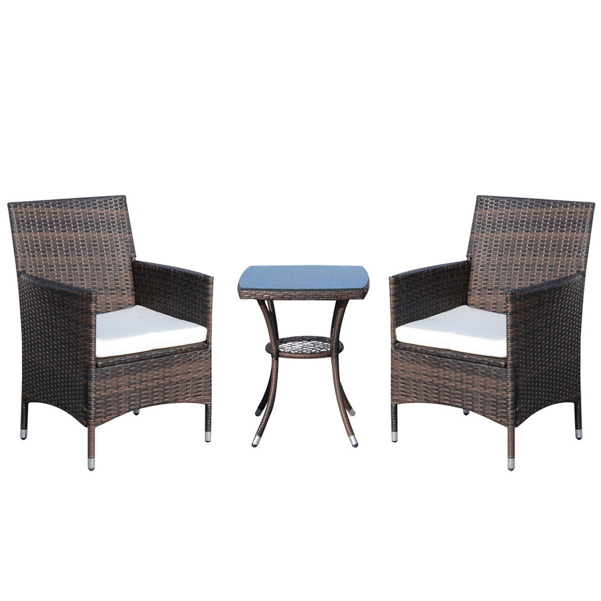GARTENMÖBEL Set, Metall, PE-Rattan Braun - Braun, Metall - Outsunny