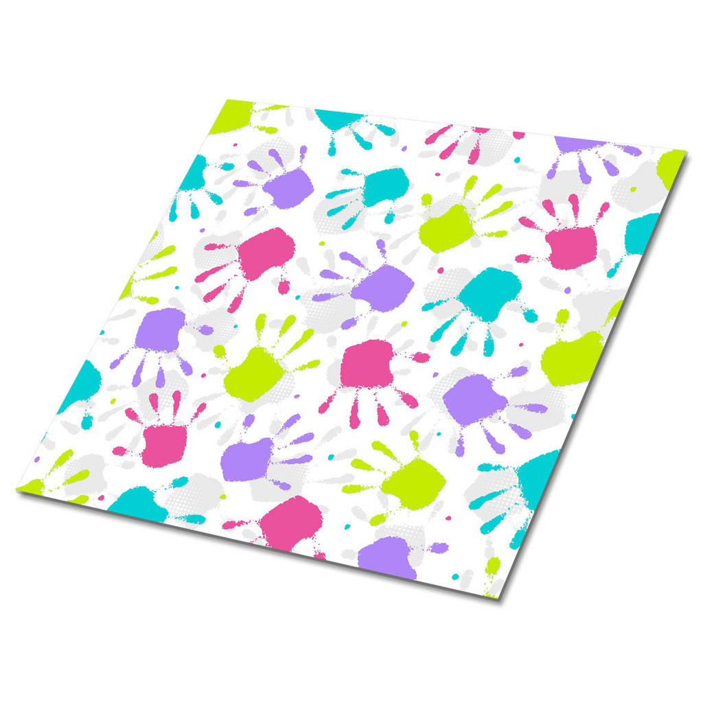 TULUP SAMOLEPICÍ OBKLADY NA STĚNU 9 ks 30x30 cm Otisky rukou
