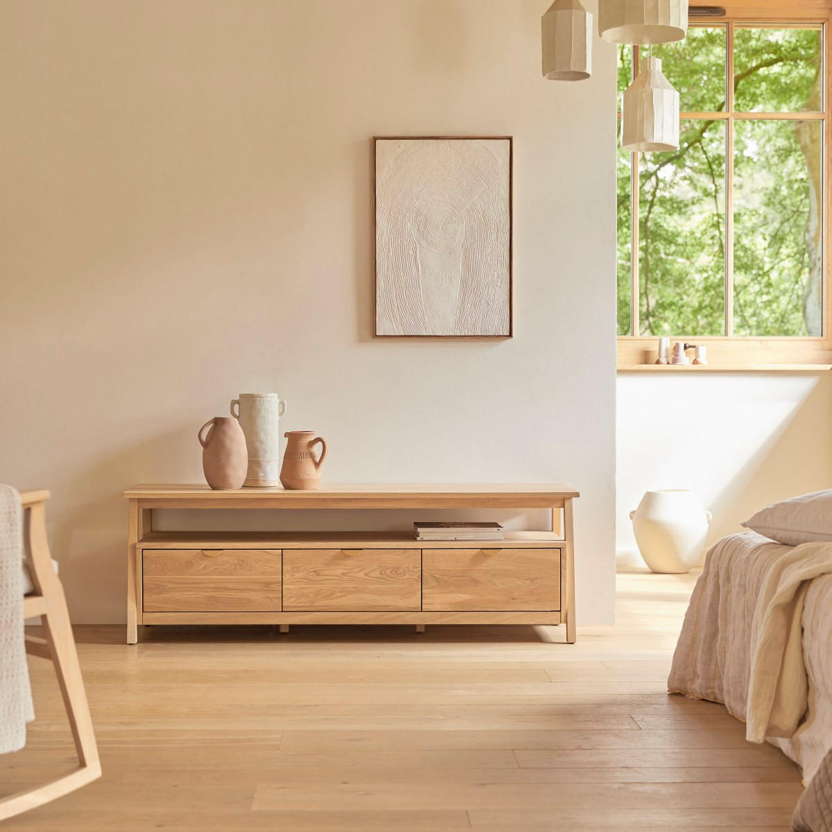 TV-SCHRANK Pola Natur aus Eiche - Naturfarben, Holz (150/50/47cm) - Tikamoon