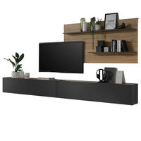 WOHNWAND grau matt, Eiche Wotan 3-teilig 300 cm, Schrankwand hängend - Eiche Wotan/Grau, Holzwerkstoff/Metall (300/180/30cm) - Furn.Design