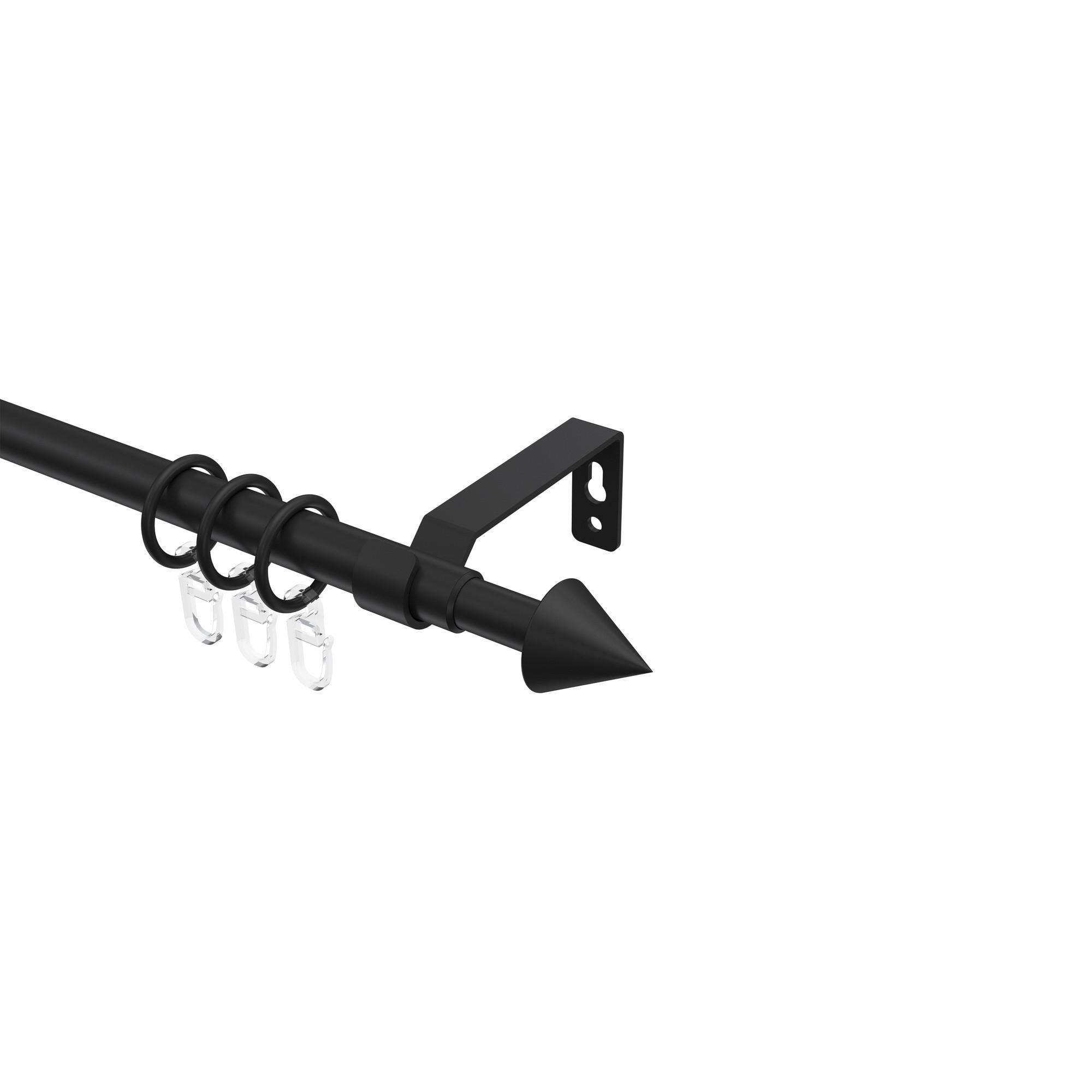 TELESKOP-GARDINENSTANGEN-SET Hera Cone 70-120 cm, 1-läufig, 16/13 mm Ø Schwarz - Schwarz, Kunststoff/Metall (120cm) - INTERDECO