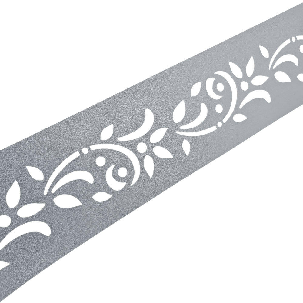 SICHTSCHUTZSTREIFEN PREMIUM Dekor Floral1 Sichtschutz Fenstergrau 2,55m - Hellgrau, Kunststoff (255/19cm) - ZAUN|ZU