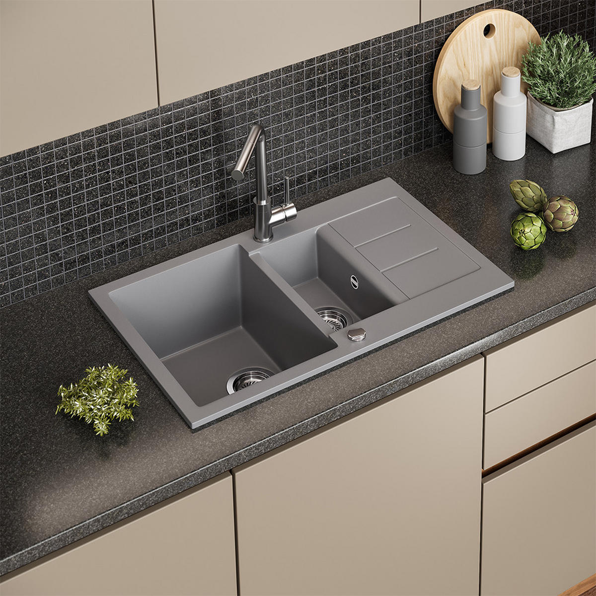 UMYVADLO Seattle Šedá - šedá, keramika (80/20/50cm) - Bergstroem