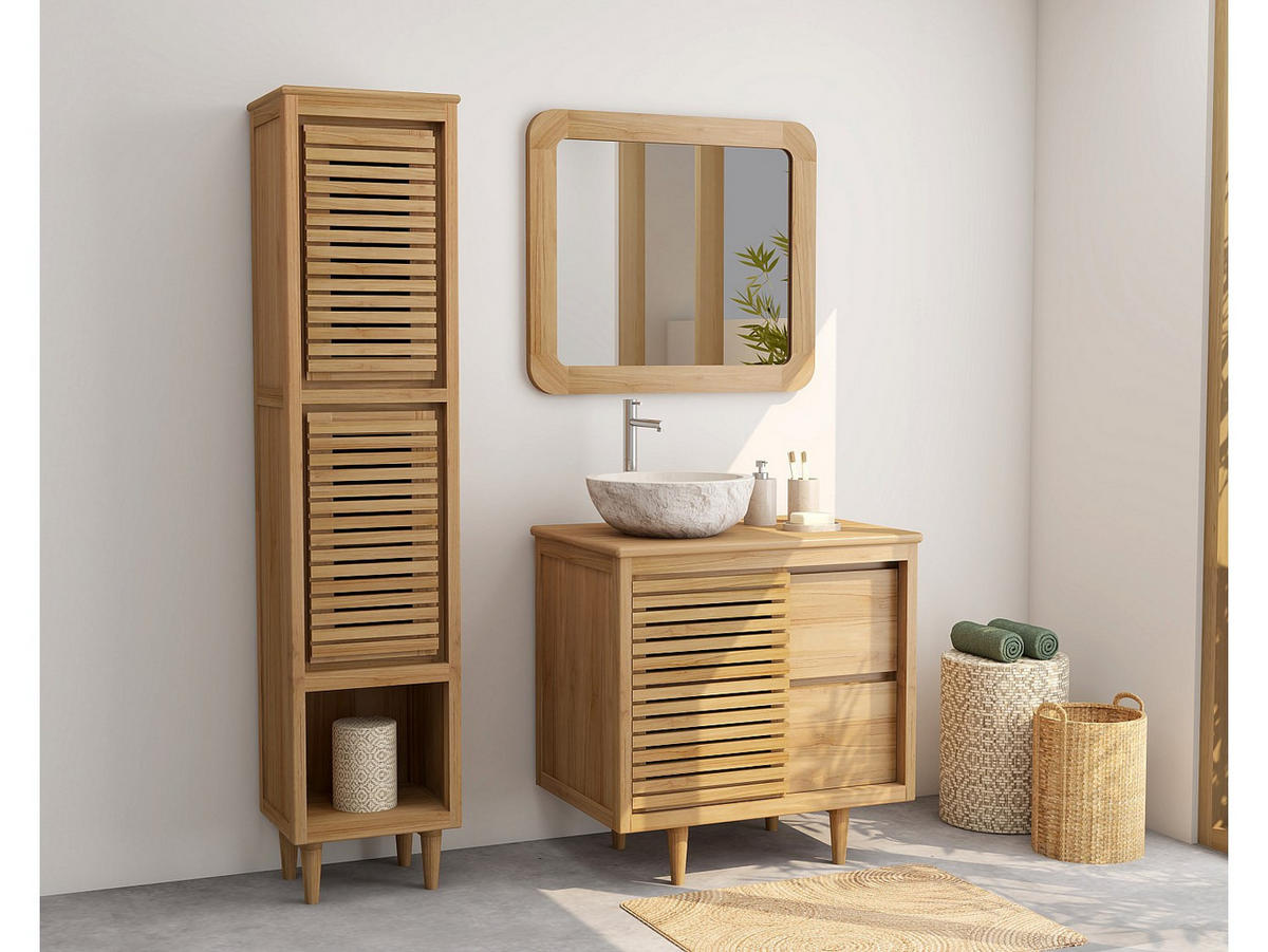 BADSCHRANK - 40 cm x 35 cm - holz - naturfarben hell Toraja - Naturfarben, Holz (40/180/35cm) - Vente-Unique