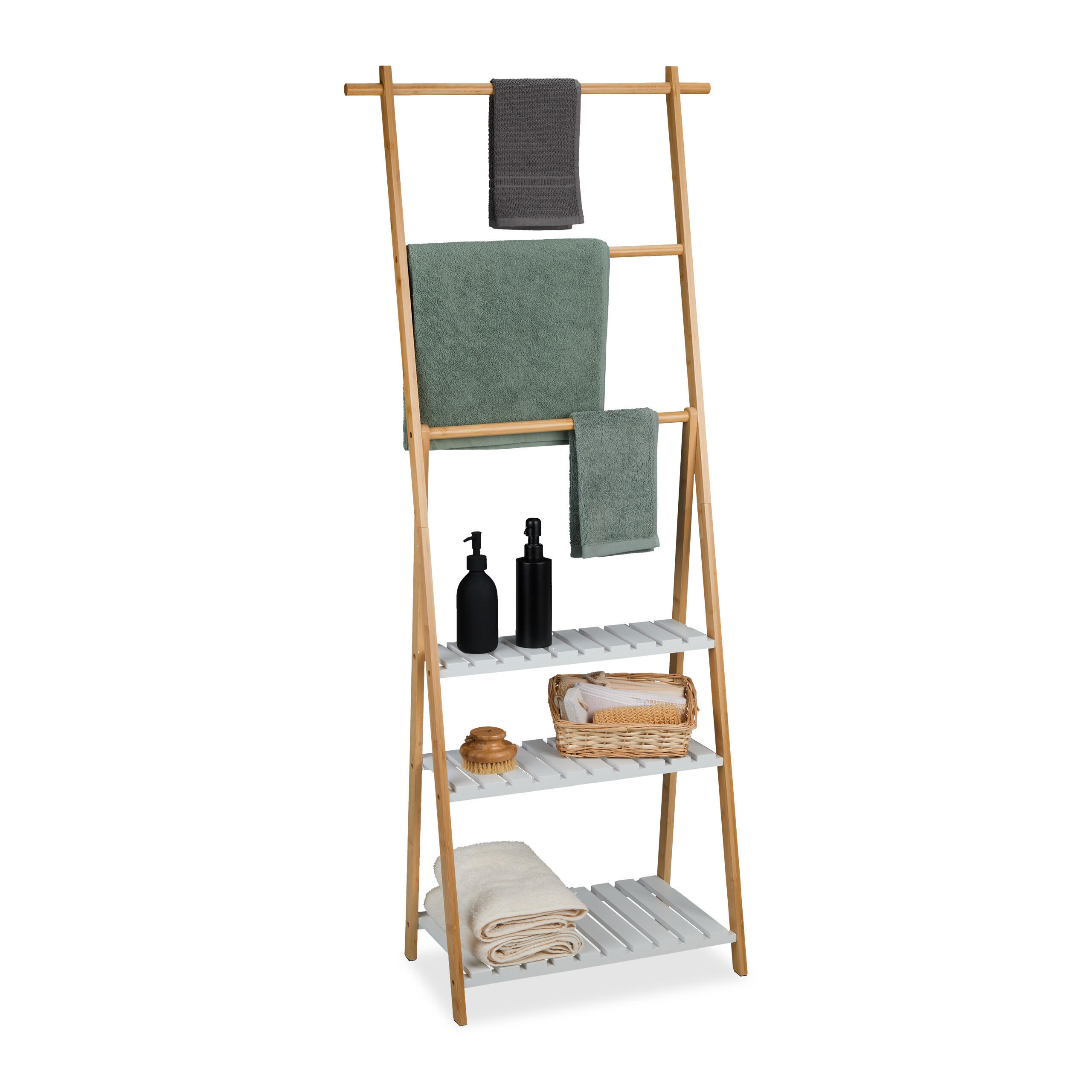 HANDTUCHSTÄNDER - Multicolor, Holz/Holzwerkstoff (64.5/151/32cm) - Relaxdays