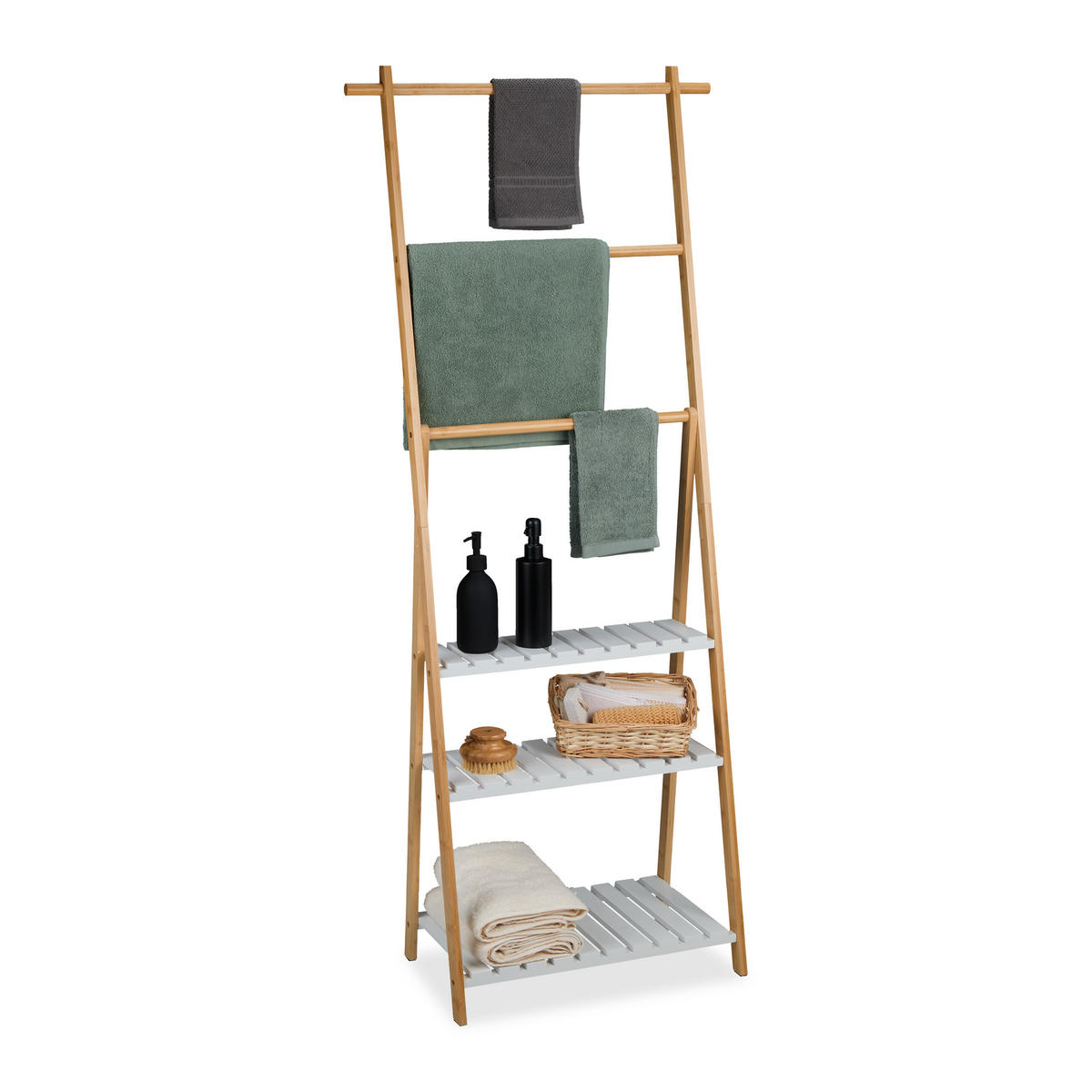 HANDTUCHSTÄNDER - Multicolor, Holz/Holzwerkstoff (64.5/151/32cm) - Relaxdays