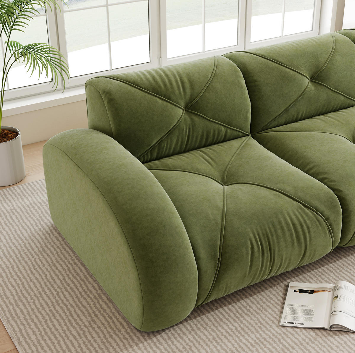 MODULSOFA rahmenlos Chenille Green - Grün, Kunststoff (171/281cm) - Meubliv