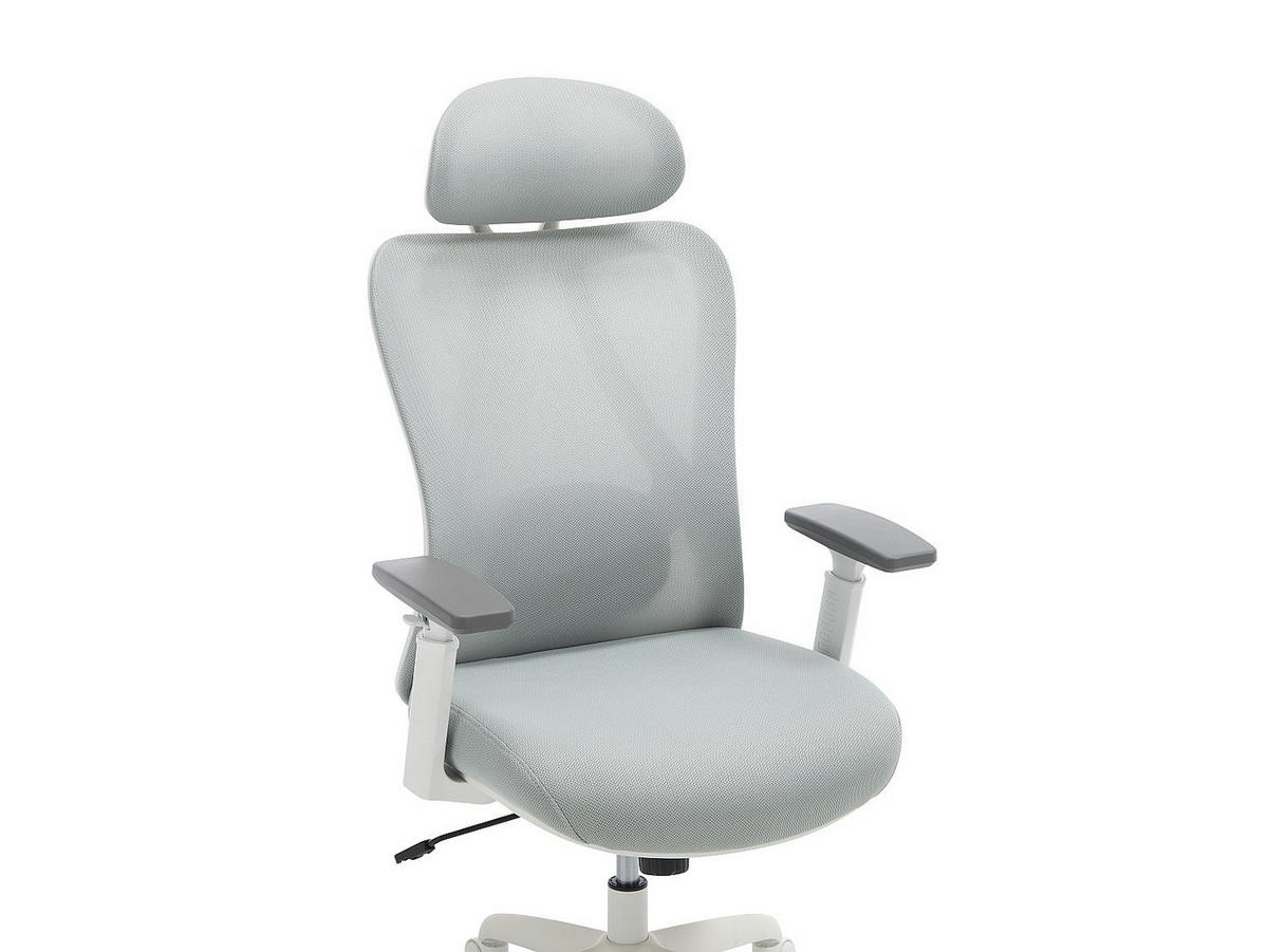 BÜROSESSEL - 63 x 67 - stoff - grau, weiß Sorlita - Weiß, Textil (63/121/67cm) - Vente-Unique