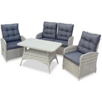 GARTEN-SITZGRUPPE Monte Carlo Grau Polyrattan für 4 Personen - Grau, Kunststoff - Green Spirit