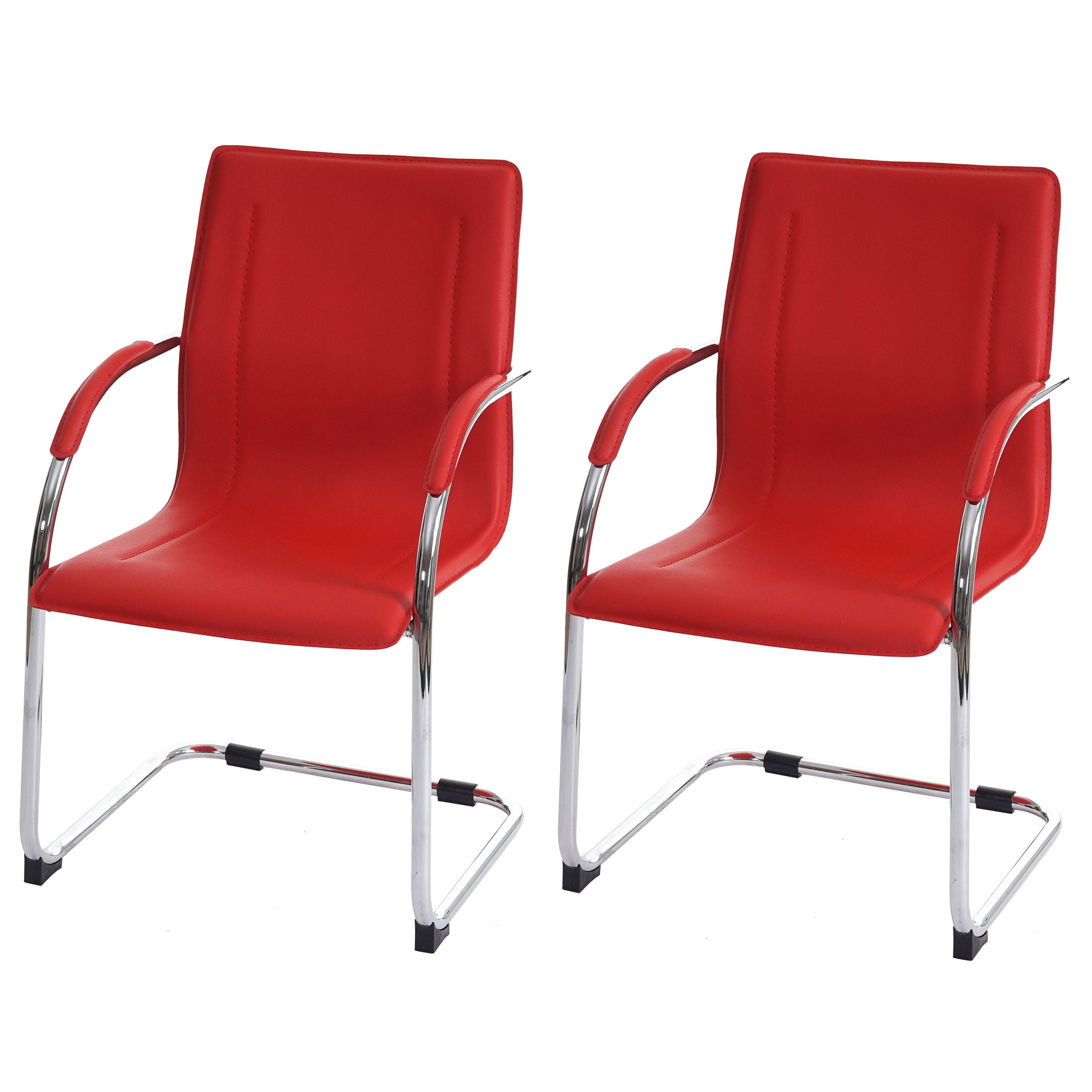 KONFERENZSTUHL Rot 2er-Set - Rot, Kunststoff (56/93/56cm) - MCW