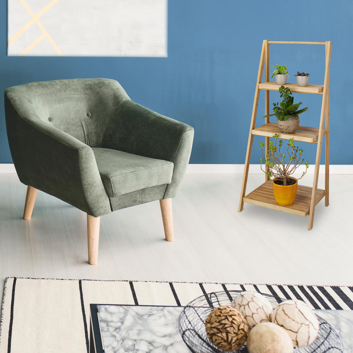 BLUMENTREPPE - Hellbraun, Holz (45/99/32cm) - Relaxdays