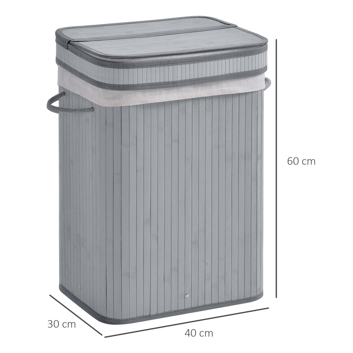 WÄSCHEKORB mit Deckel 70 L, Grau - Grau, Textil (40/60/30cm) - HOMCOM