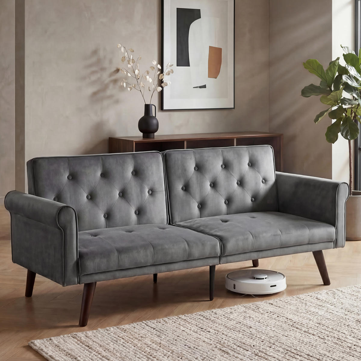 SCHLAFSOFA DE-34676 2-in-1 mit verstellbarer Lehne Grau - Grau, Metall (89/70/172cm) - ComfortXL
