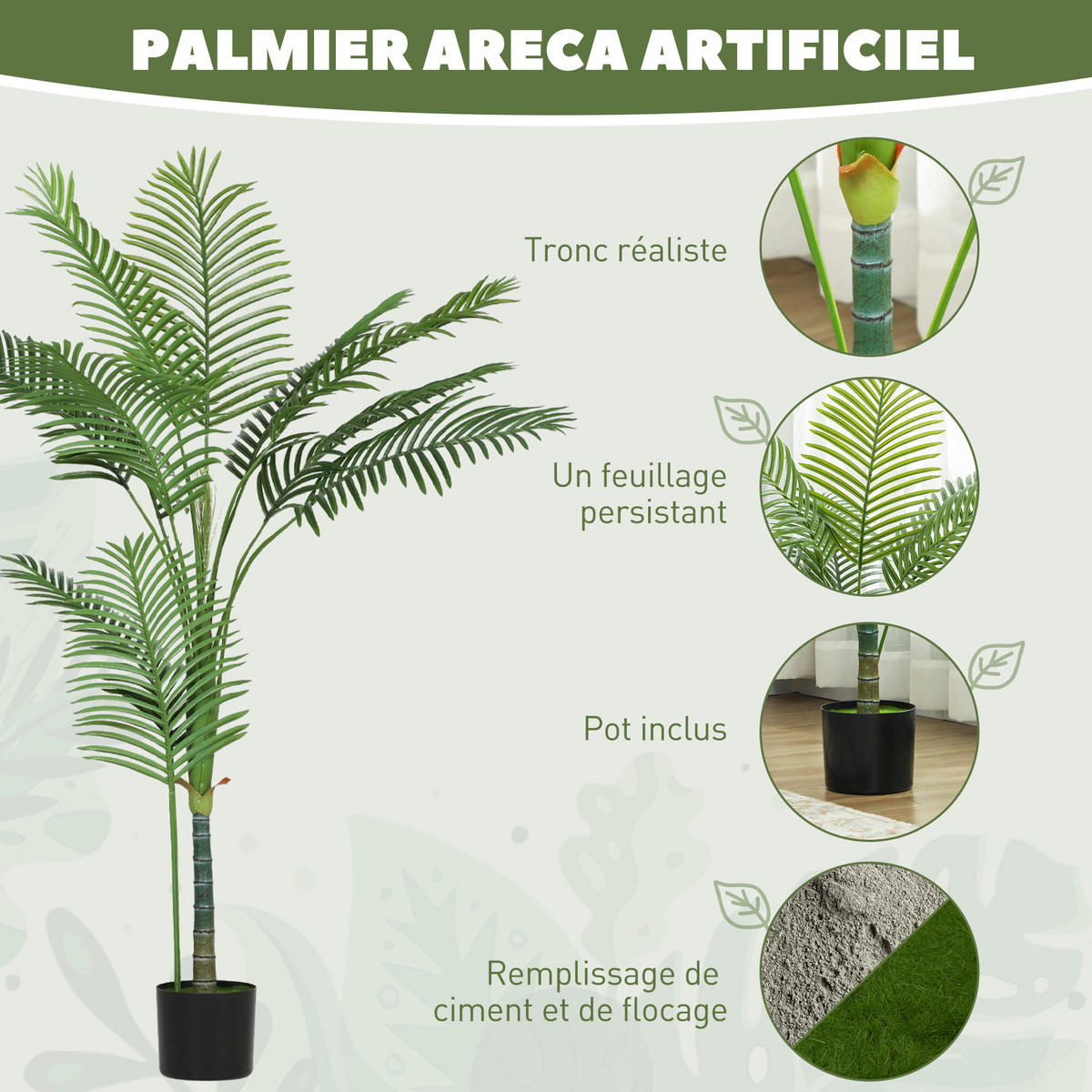KUNSTPFLANZE DE-16627 150 cm, Areca-Design Grün - Grün, Kunststoff (150cm) - ComfortXL