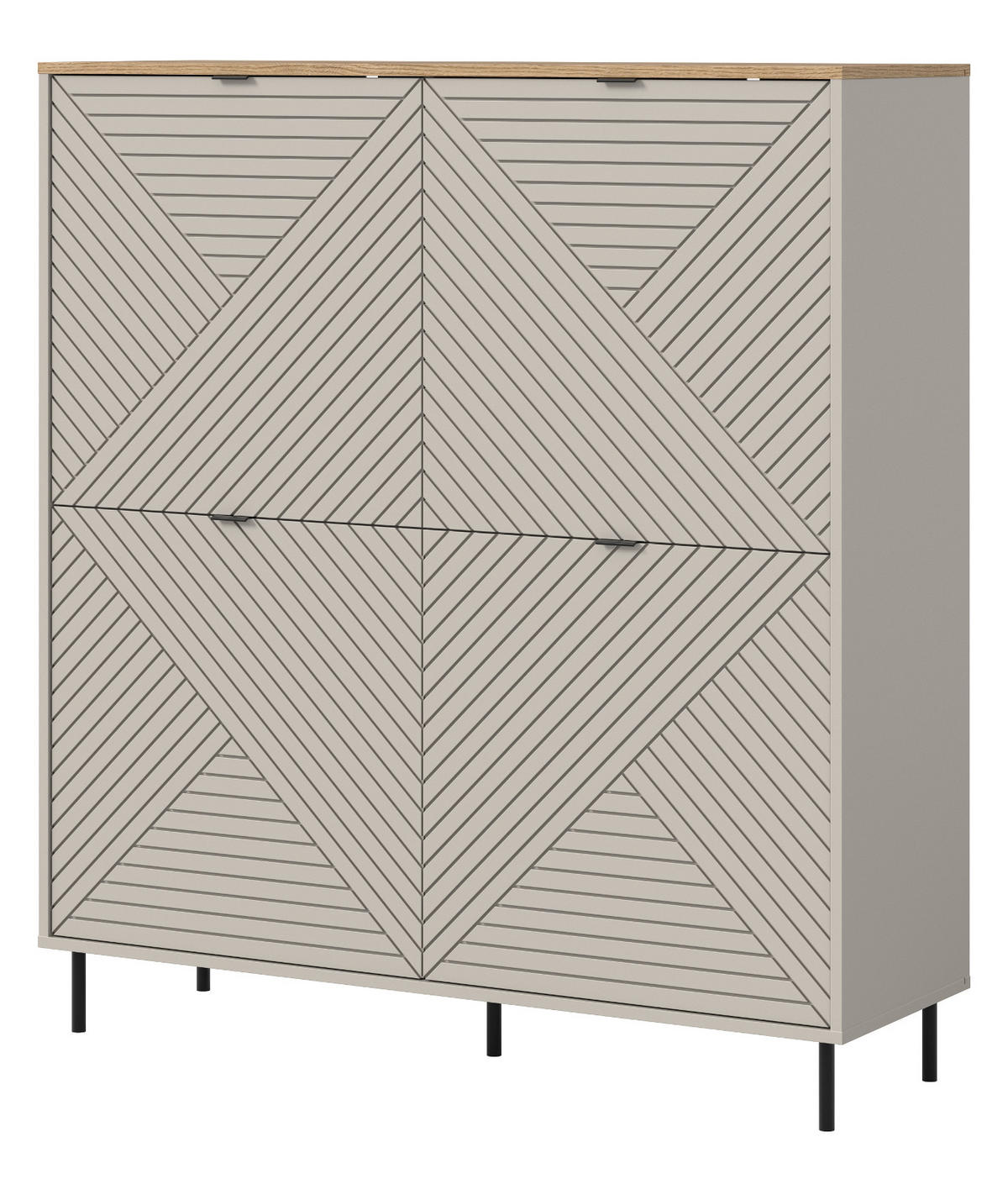 HIGHBOARD Kaschmir, Evoke Eiche 124 x 135 cm, Kommode in modernem Design - Kaschmir/Eichefarben, Holzwerkstoff/Metall (124/135/40cm) - Inn.Furn
