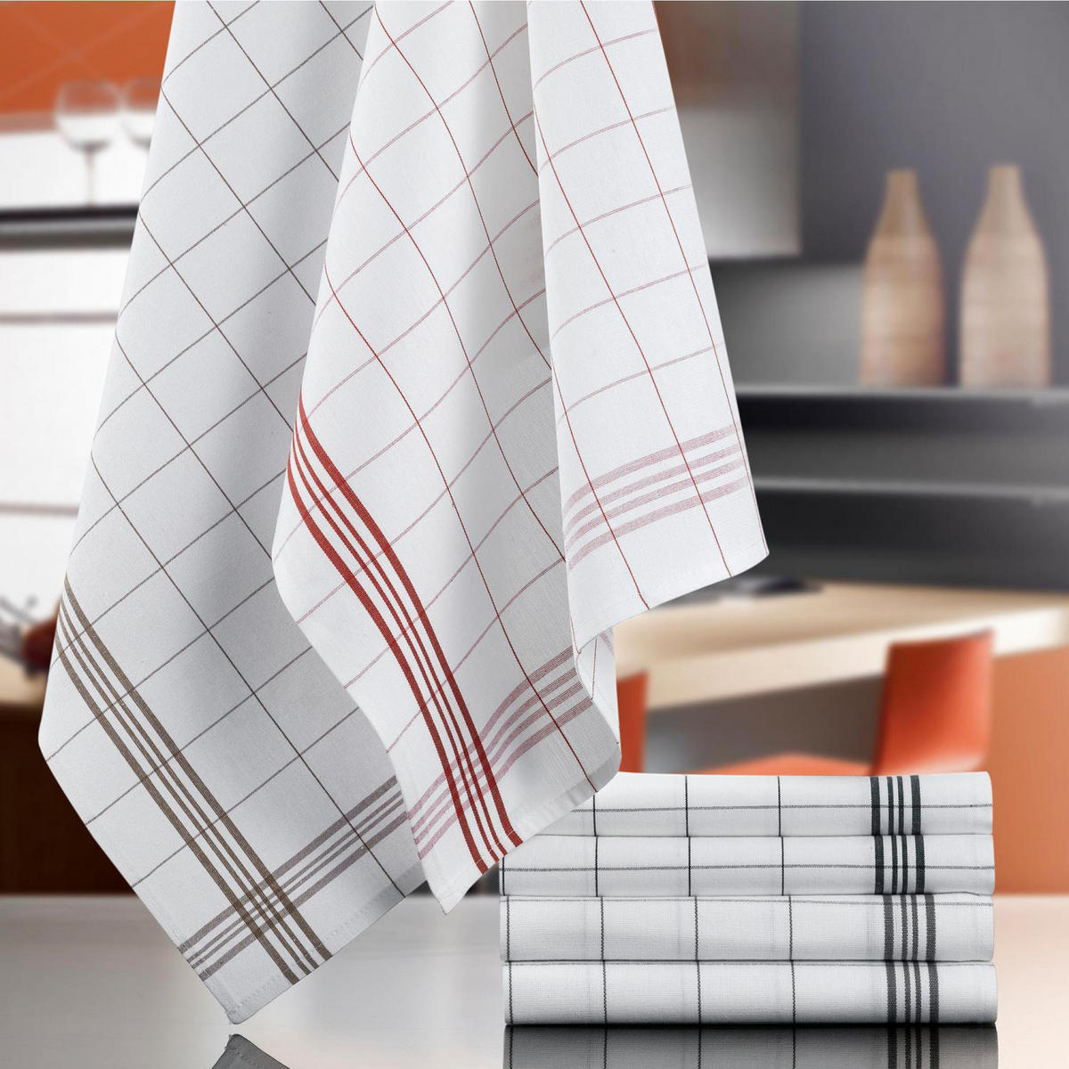 GESCHIRRTUCH Carreaux taupe 50 x 70 cm - Beige, Textil (70/50cm) - Winkler