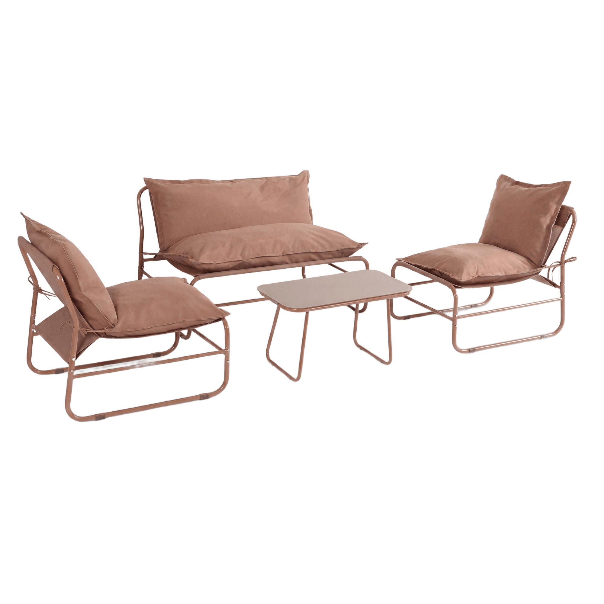 GARTENSET Braun 45/79/44 cm 4er-Set - Braun, Metall - Mobili Rebecca