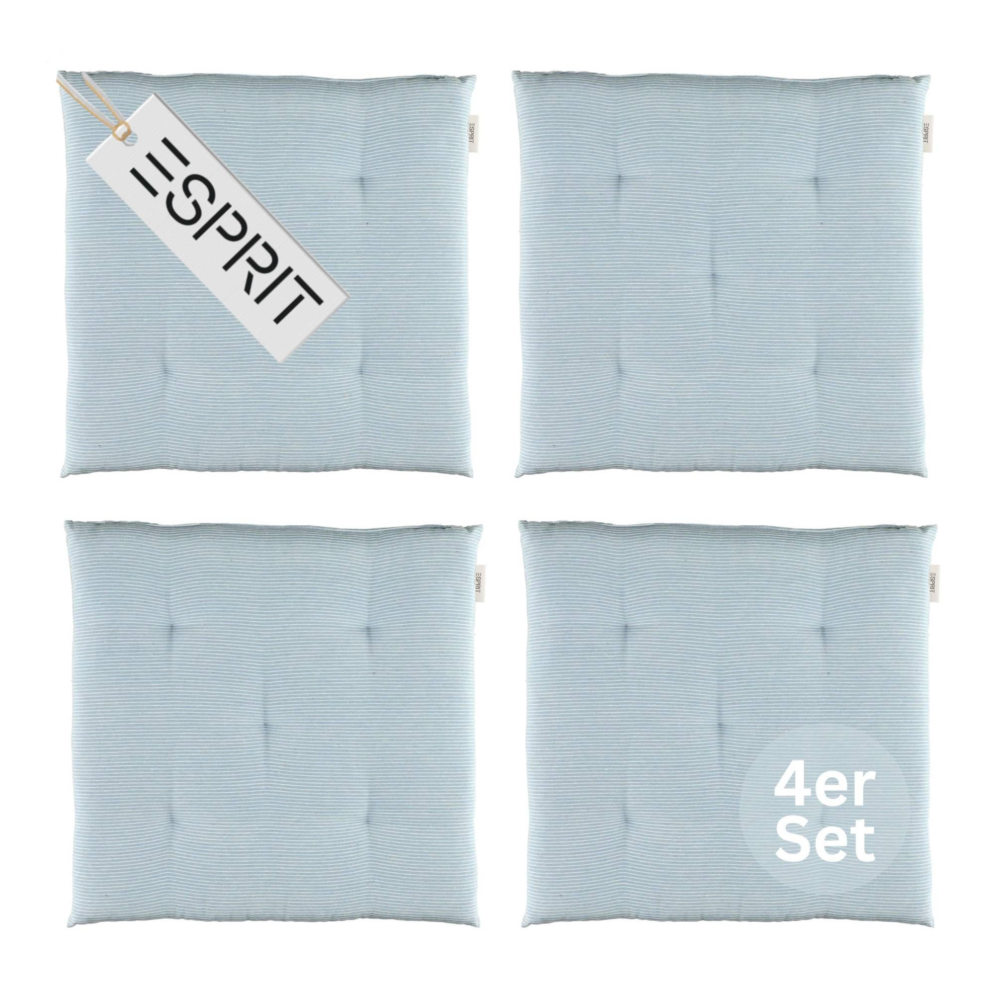 SITZKISSEN 4er Set Needlestripe hellblau - 40x40 cm - Hellblau, Textil (40/40/3cm) - Esprit