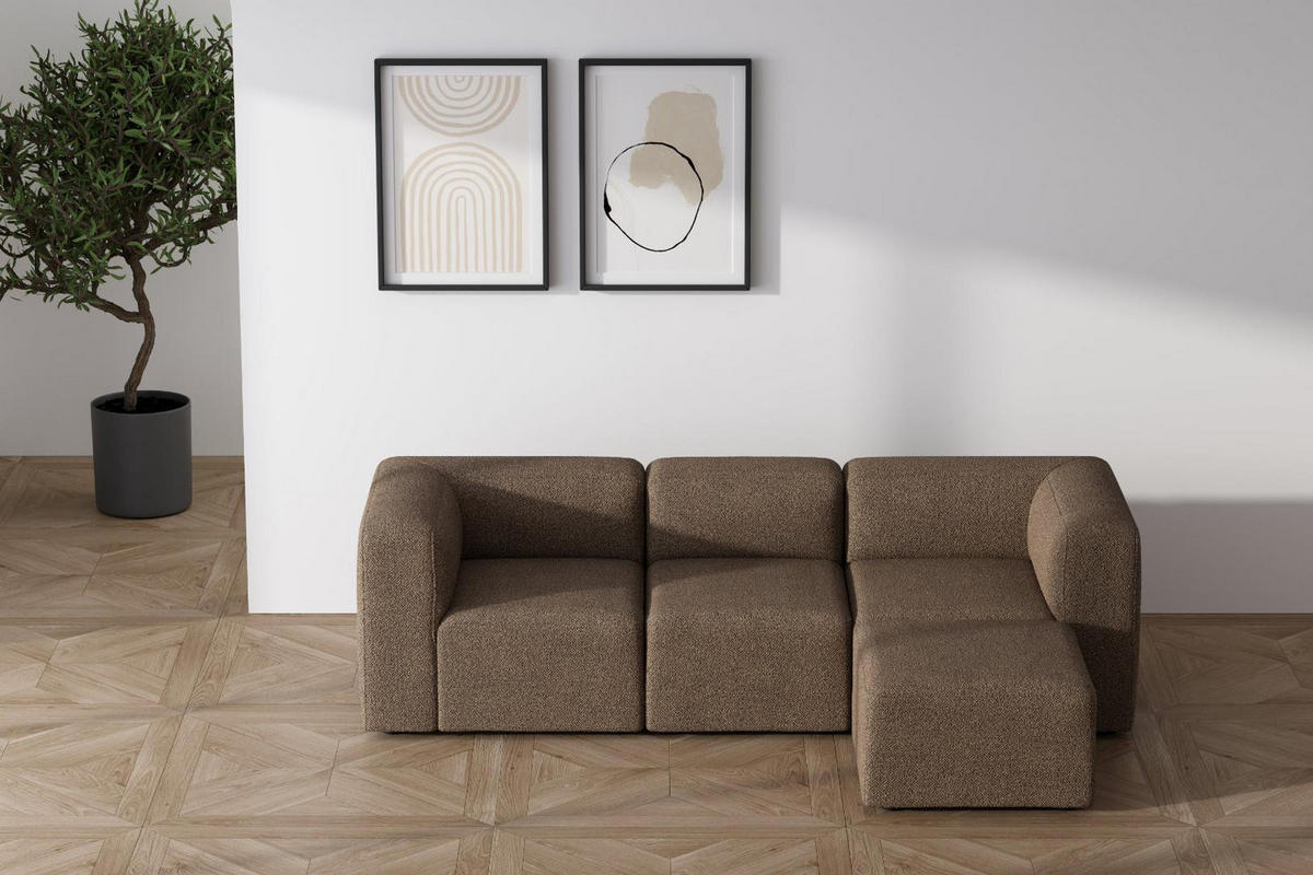 CHAISELONGSOFA Cubic Stoff Braun - Braun, Textil (257/64/164cm) - ebuy24
