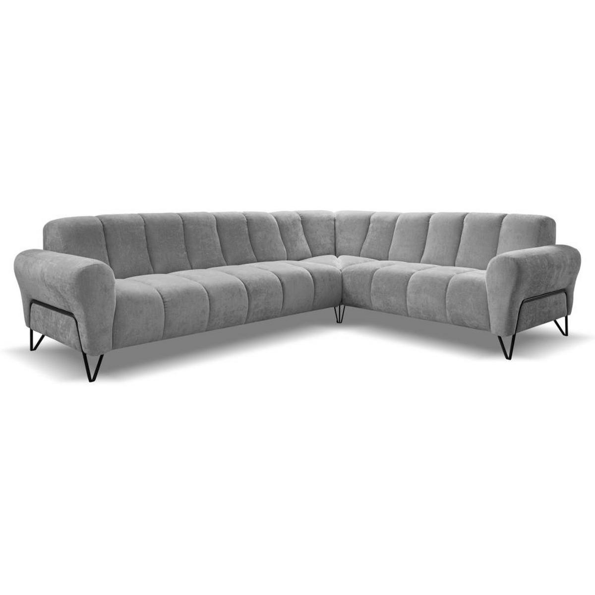 ECKSOFA Volare ohne Schlaffunktion grau links - Schwarz/Grau, Textil/Metall (295/235cm) - Beautysofa