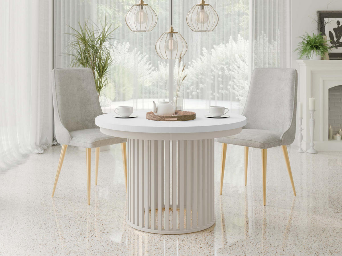 ESSTISCH ausziehbar Komo - Kaschmir/Weiß, Holz/Holzwerkstoff (100/100/76cm) - MIRJAN24