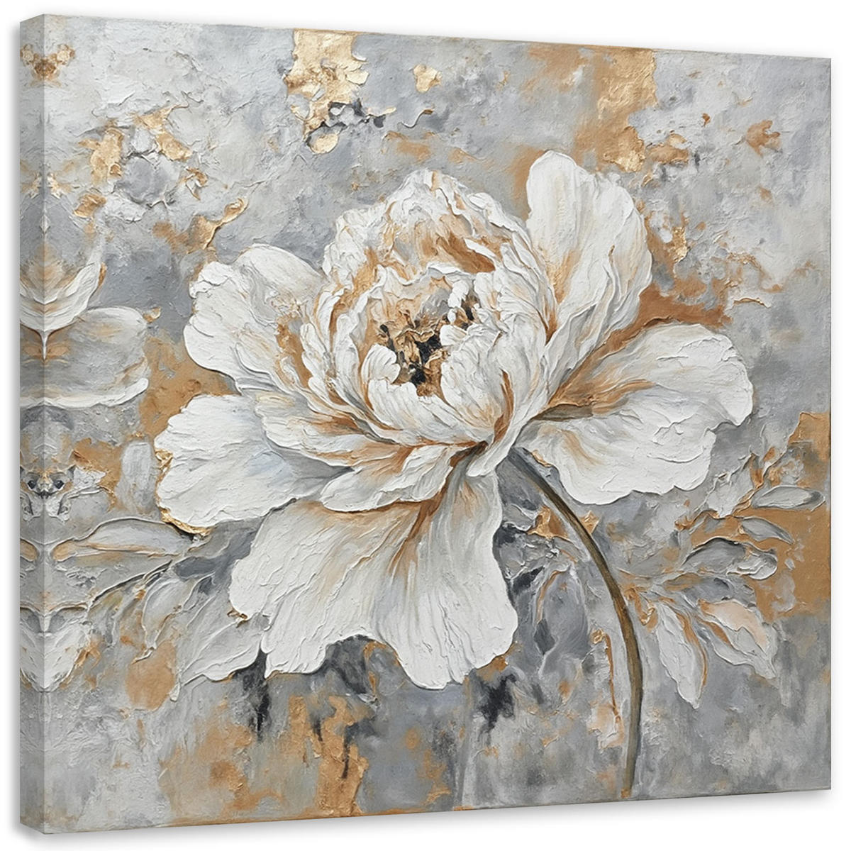 LEINWANDBILD Rose Blume Silber Gold - Silberfarben, Textil (30/30cm) - Feeby