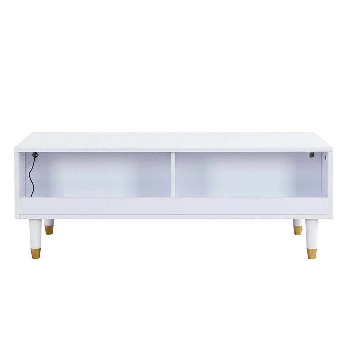 COUCHTISCH 110/50/40 cm in Weiß mit LED-Beleuchtung und 2 Schubladen - Weiß, Holzwerkstoff (110/50/40cm) - Flora Grace