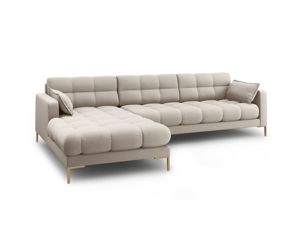 ECKSOFA links Mamaia aus strukturiertem Stoff beige 5 Sitzplätze - Beige, Textil (185/293cm) - Micadoni