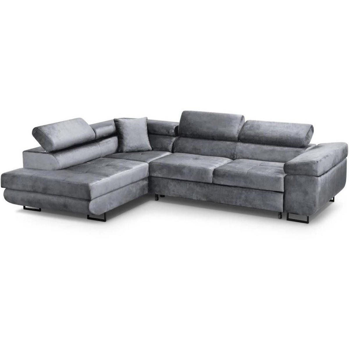 ECKSCHLAFSOFA Waldo verstellbaren Kopfstützen, Hellgrau, links - Hellgrau/Schwarz, Textil (275/203cm) - Beautysofa