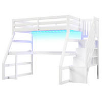 HOCHBETT 90/200 cm DE-32836 mit Schreibtisch und Stauraumtreppe Weiß - Weiß, Holzwerkstoff (90/200cm) - ComfortXL