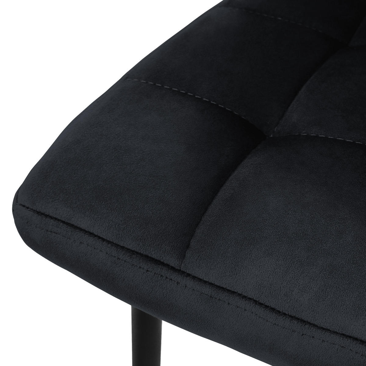 ESSZIMMERSTUHL Samt Schwarz 4er Set - Schwarz, Metall (41/89/49cm) - ML-DESIGN
