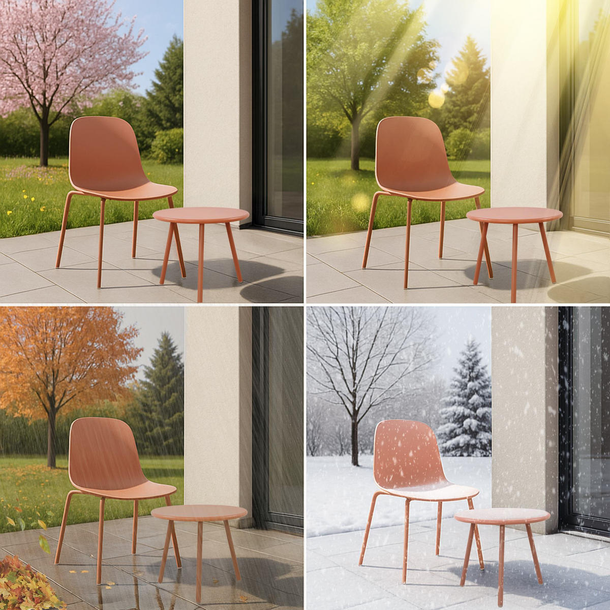 GARTENSITZGRUPPE Kunststoff Terracotta - Terracotta, Kunststoff - CLP