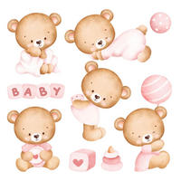 WANDAUFKLEBER 80x140cm - Niedliche Teddybären - Multicolor, Kunststoff (80/140/0.1cm) - Wallfluent