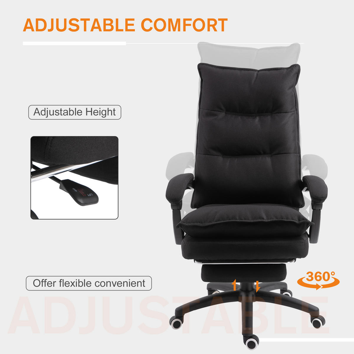 BÜROSTUHL mit Massagefunktion, Ergonomischer Schreibtischstuhl, Schwarz - Schwarz, Kunststoff (62/130/70cm) - Vinsetto