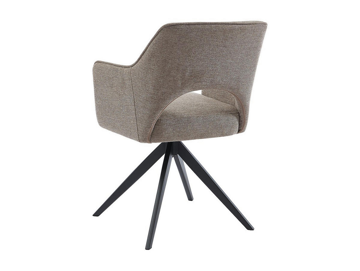BÜROSTUHL Drehstuhl mit Armlehnen - Stoff & Metall - Taupe - KONYA - Braun, Textil (58/84/59cm) - Vente-Unique