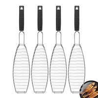 FISCH-GRILLHALTER, schwarz - Edelstahlfarben, Metall (10/54.5/2.5cm) - bremermann