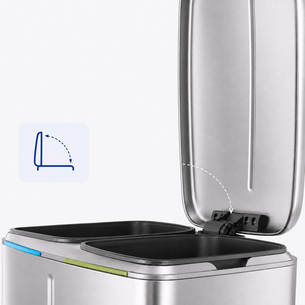COȘ Argintiu 2-compartimente - argintiu, material plastic/metal (45/60/42cm) - Relaxdays