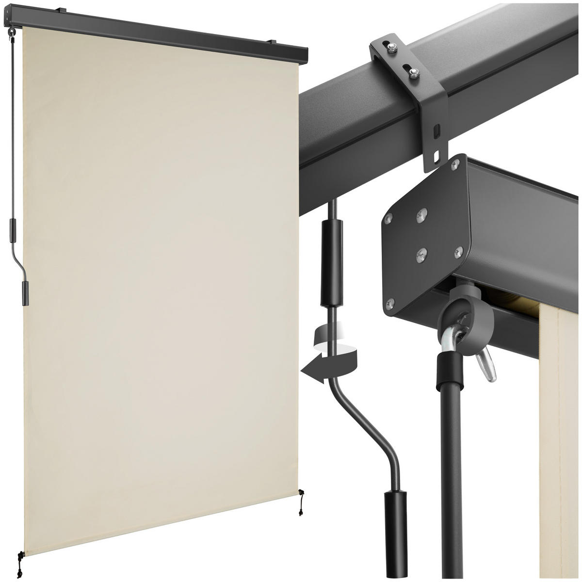 SENKRECHTMARKISE Eloise, inkl. Wandhaltern, beige - Beige, Textil (120/250cm) - tectake