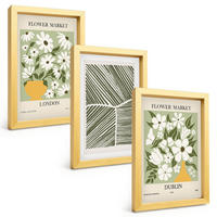 BILDER SET 3er Set - 20x30 cm Goldrahmen - Blumenmuster London Dublin - Goldfarben, Kunststoff (20/30cm) - TULUP