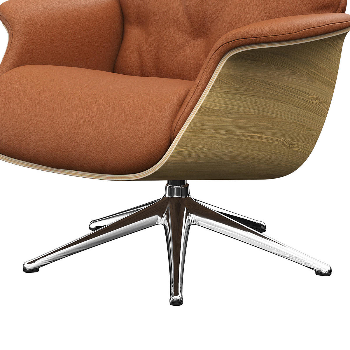 RELAXSESSEL - Echtleder - Kastanienfarben/Chromfarben, Leder/Metall (83/118/83cm) - home24