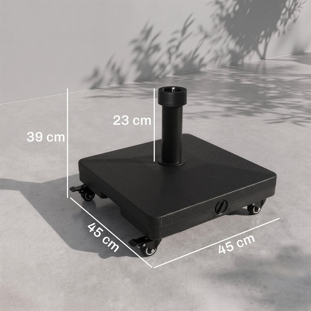 SCHIRMSTÄNDER, HDPE, Schwarz - Schwarz, Kunststoff (45/45cm) - Outsunny