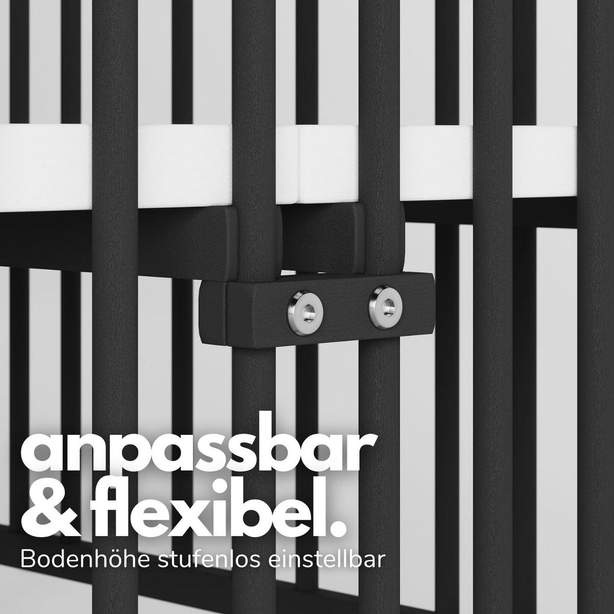 LAUFGITTER 75x100 cm mit Matratze & Schlupfsprossen - Black Edition - Premium Kollektion - Schwarz, Holz (100/74/75cm) - Sämann – make a difference.