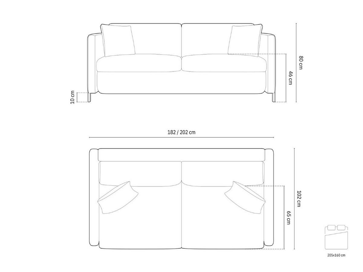 AUSKLAPPBARES-SOFA Gloria aus Samt Schokolade 3 Sitzplätze - Dunkelbraun, Textil (102/80/202cm) - Micadoni